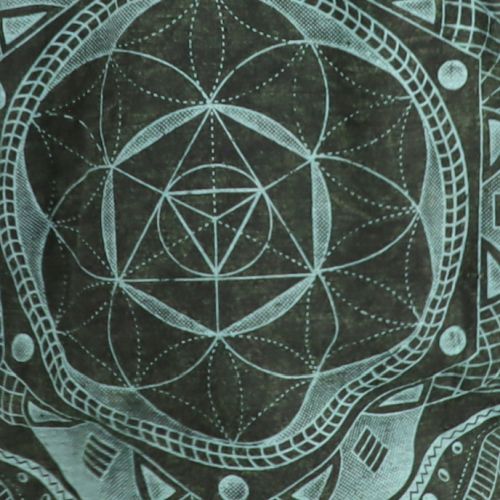 Jacke Geometrix - geometrischer Druck, Blume des Lebens - 100% Baumwolle - mit Kapuze - im Stonewash Used-Look Design - mit warmen Innenfutter - Deine ungewöhnliche Lieblingsjacke - Fair gehandelt aus Nepal