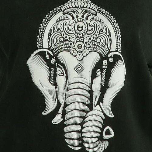 T-Shirt mit großem Genesha Aufdruck - 100% Baumwolle - im Stonewash Used Look Design - bequem und lässig - Fair gehandelt aus Nepal