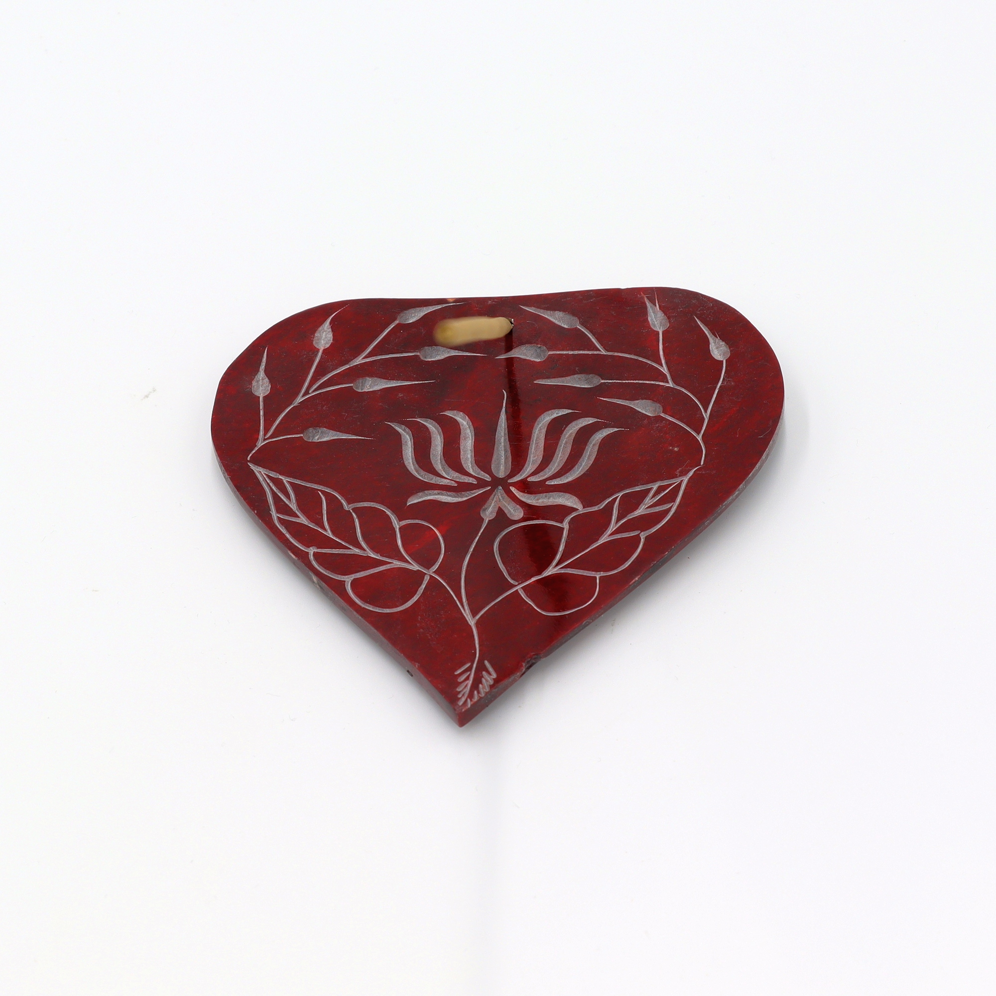 Räucherstäbchenhalter aus Speckstein Herzform Lotus Rot front
