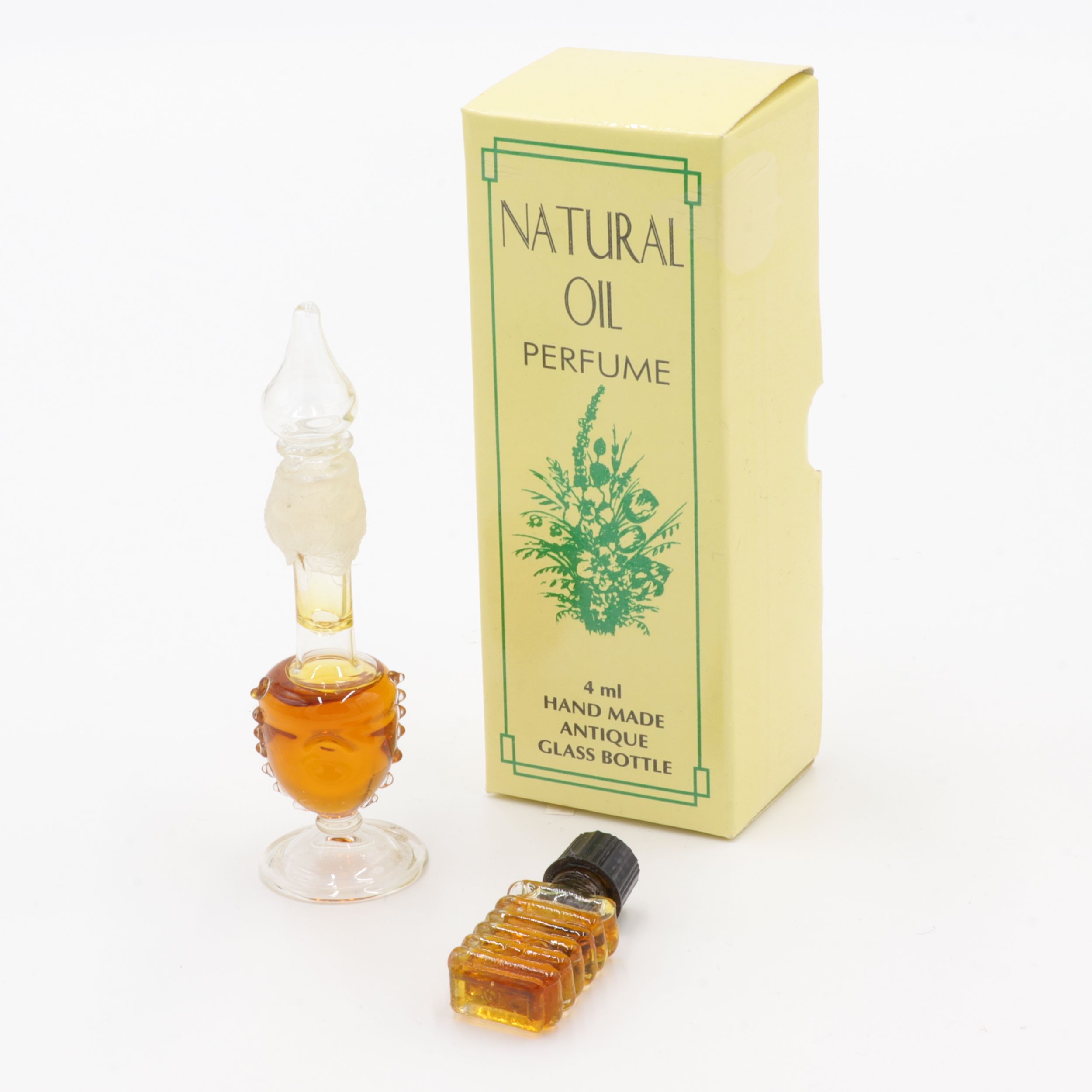 Natürliches Parfüm Öl - Antik-Flakon - Amber - feiner Duft wie eine Reise nach Indien - aus feinsten indischen Zuten - in handgemachtem Flakon