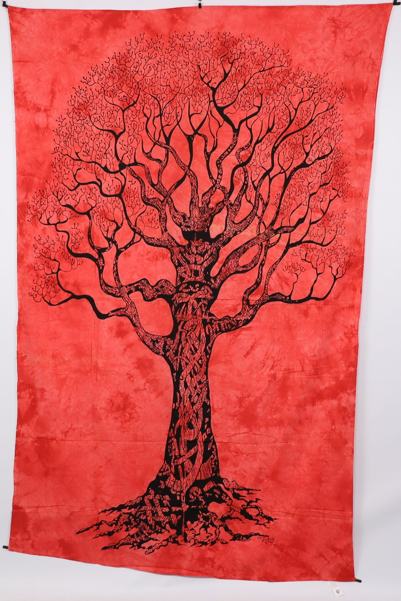 Wandtuch XL 130x210 - Baum des Lebens - 100% Baumwolle - detailreicher indischer Druck - Batik - dekoratives Tuch, Wandbild, Tagesdecke, Bedcover, Vorhang, Picknick-Decke, Strandtuch