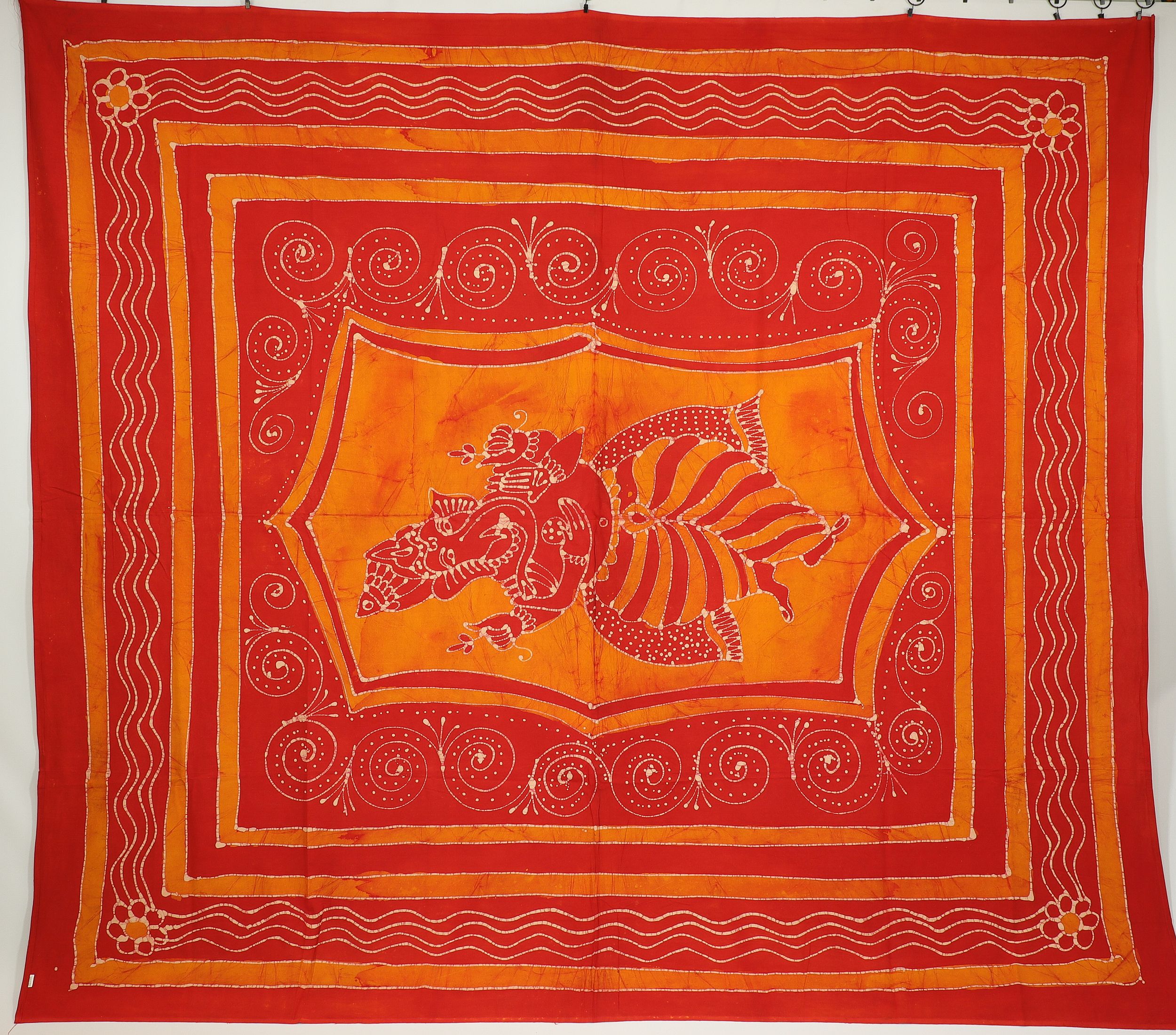 Wandtuch XXL 210x230 - Ganesha - 100% Baumwolle - detailreicher indischer Druck - mehrfarbig - dekoratives Tuch, Wandbild, Tagesdecke, Bedcover, Vorhang, Picknick-Decke, Strandtuch