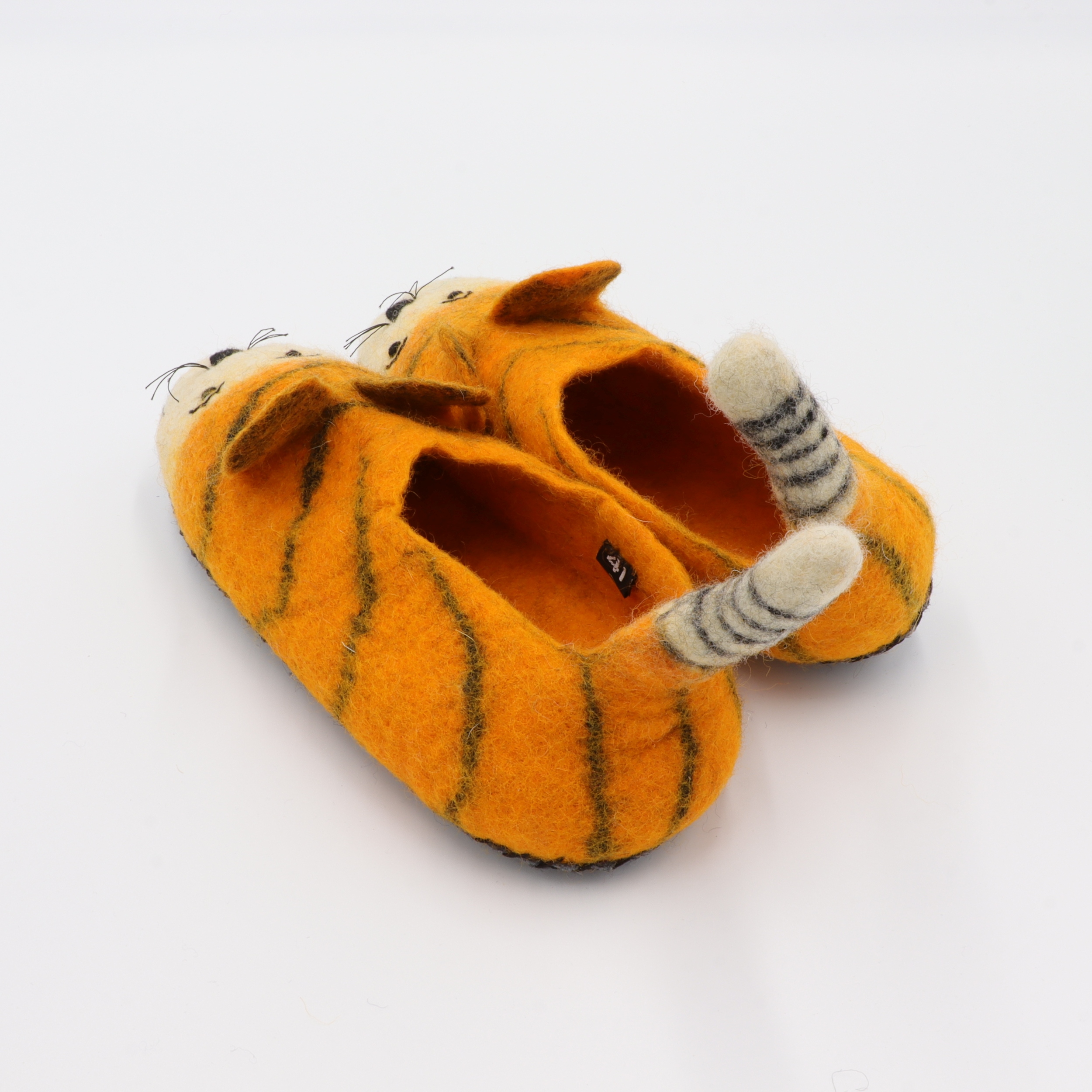 Schuhe aus Filz für Erwachsene - Der Gelbe Tiger - rutschfeste Sohle aus Wildleder