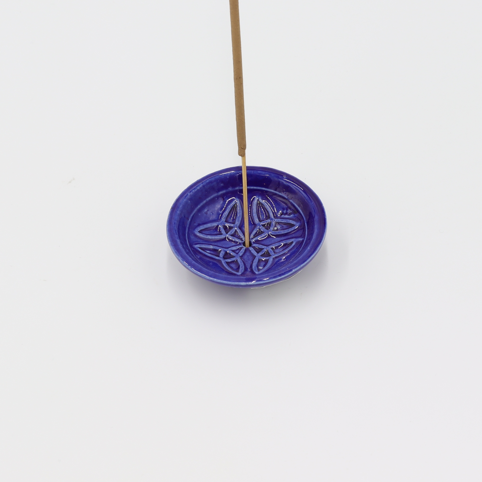 Räucherstäbchenhalter aus Ton Keramik Schale Dorje Blau