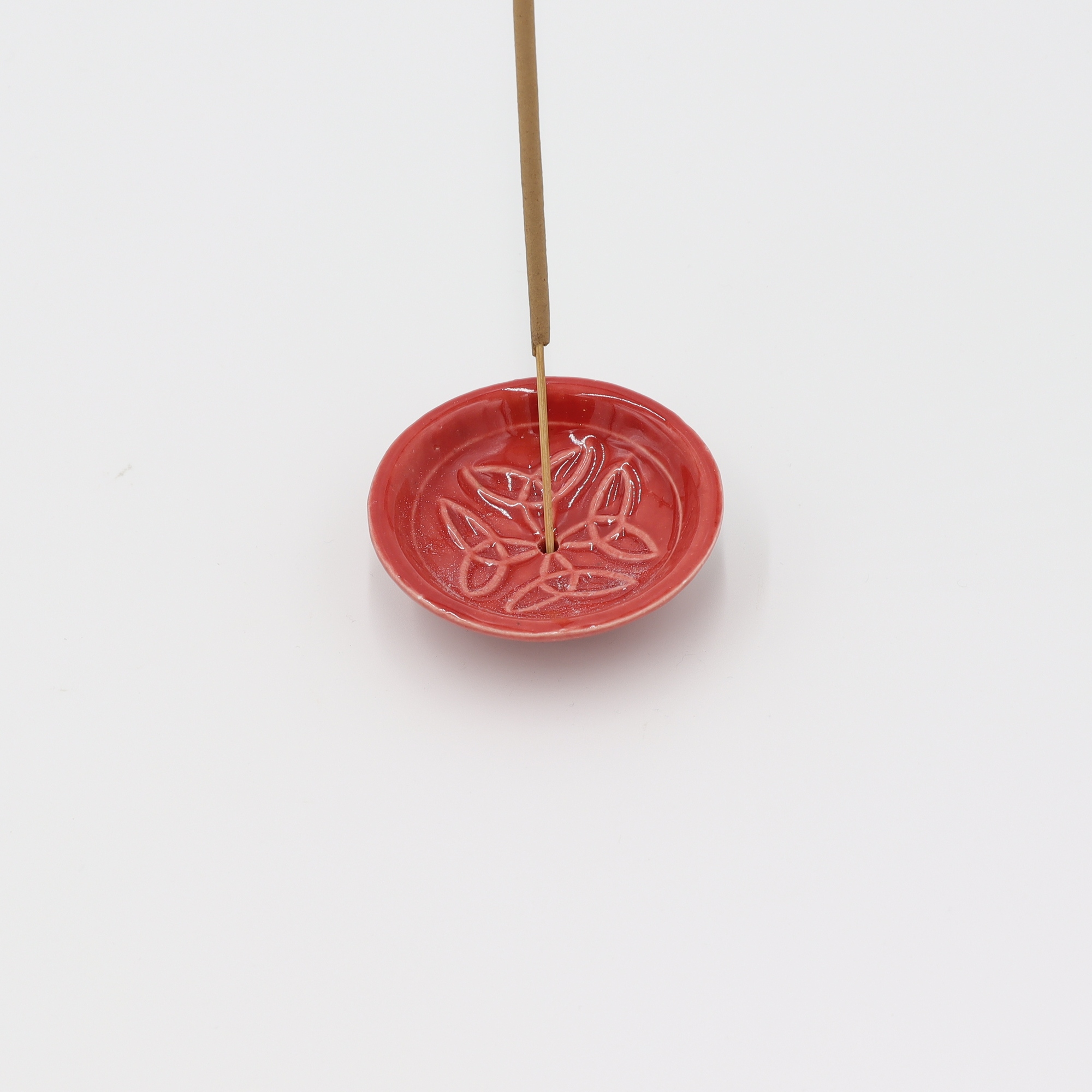 Räucherstäbchenhalter aus Ton Keramik Schale Dorje Rot