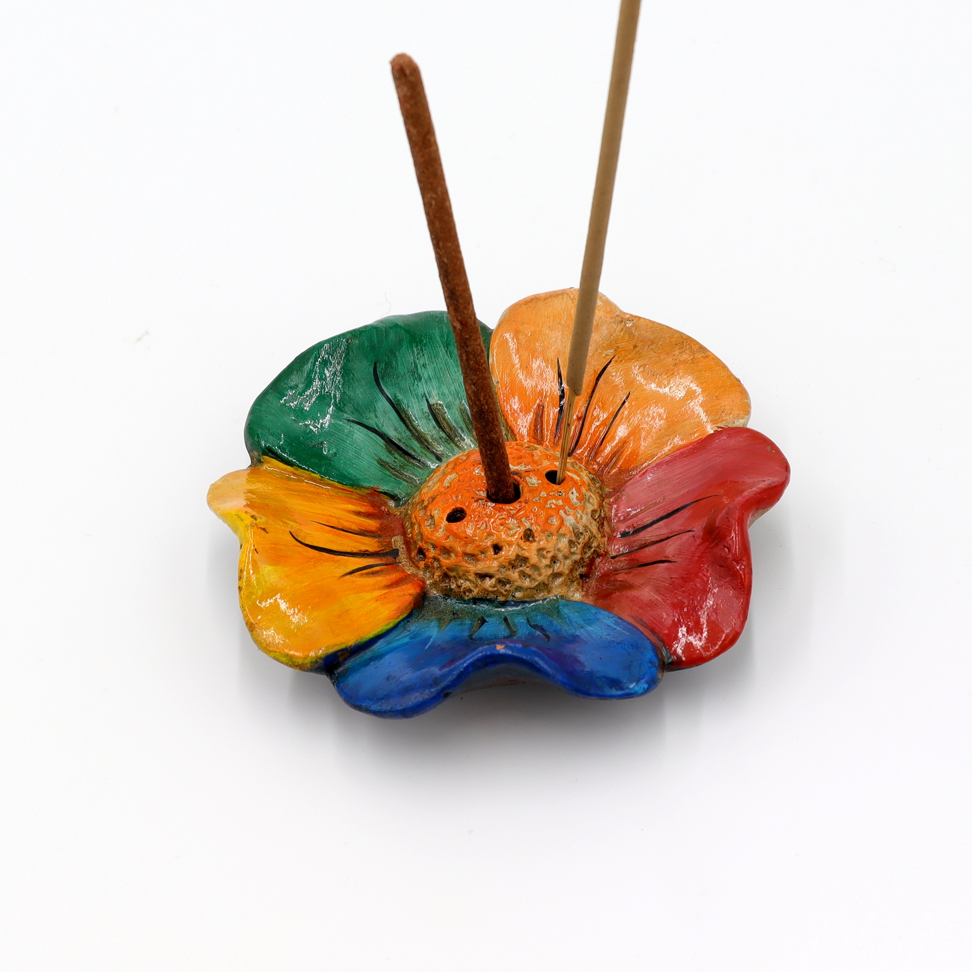 Räucherstäbchenhalter aus Ton Keramik Schale Lotus handbemalt