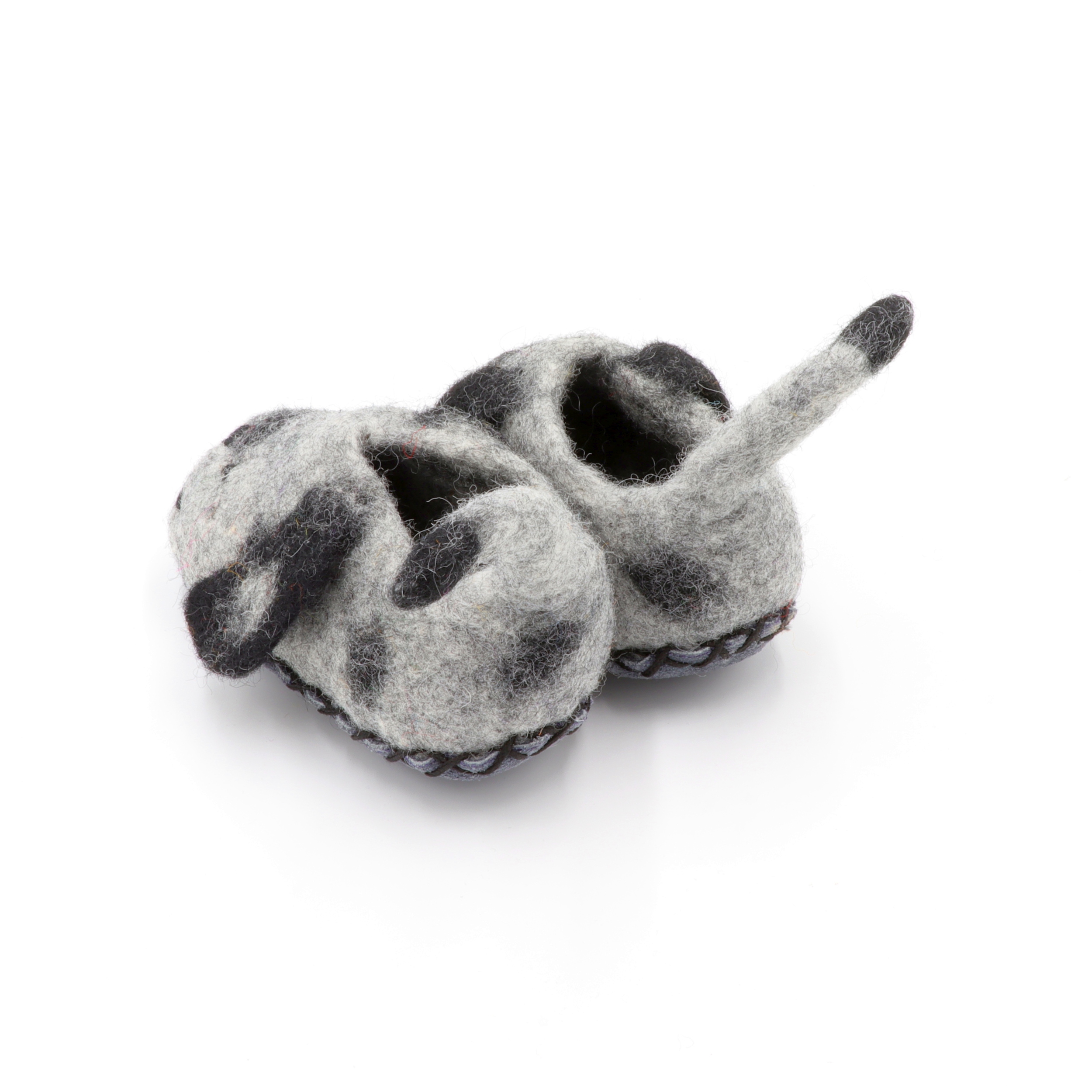 Schuhe aus Filz für Kinder - Der Graue Hund - rutschfeste Sohle aus Wildleder