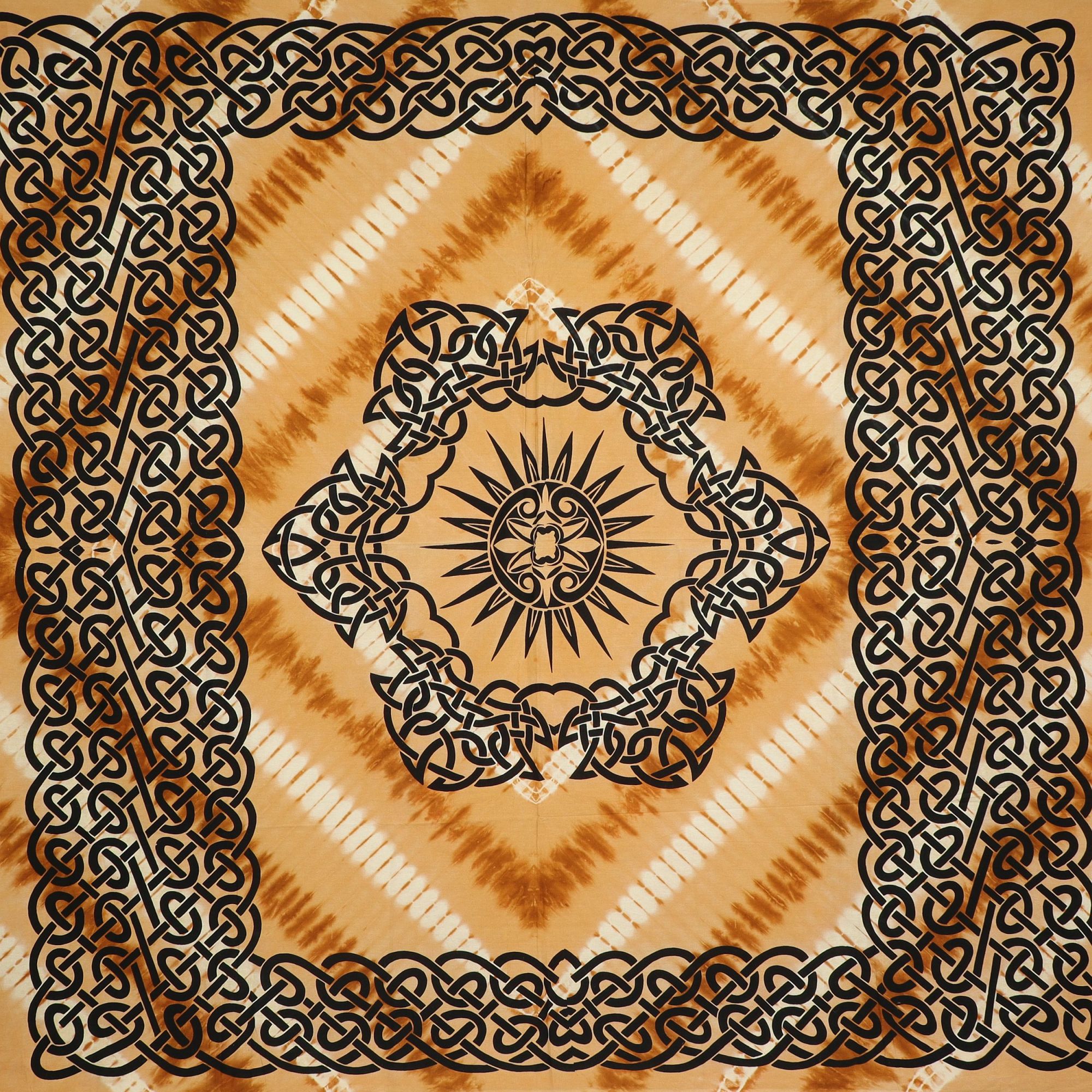 Wandtuch XXL 210x230 - keltischer Mandala Lotus - 100% Baumwolle - detailreicher indischer Druck - mehrfarbig Batik - dekoratives Tuch, Wandbild, Tagesdecke, Bedcover, Vorhang, Picknick-Decke, Strandtuch