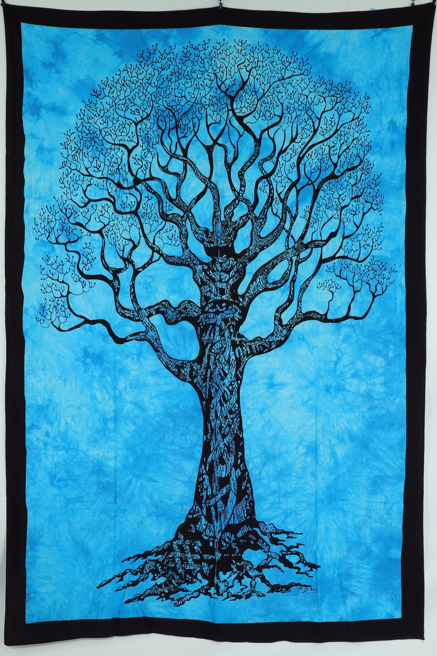 Wandtuch XL 130x210 - Baum des Lebens - 100% Baumwolle - detailreicher indischer Druck - Batik - dekoratives Tuch, Wandbild, Tagesdecke, Bedcover, Vorhang, Picknick-Decke, Strandtuch