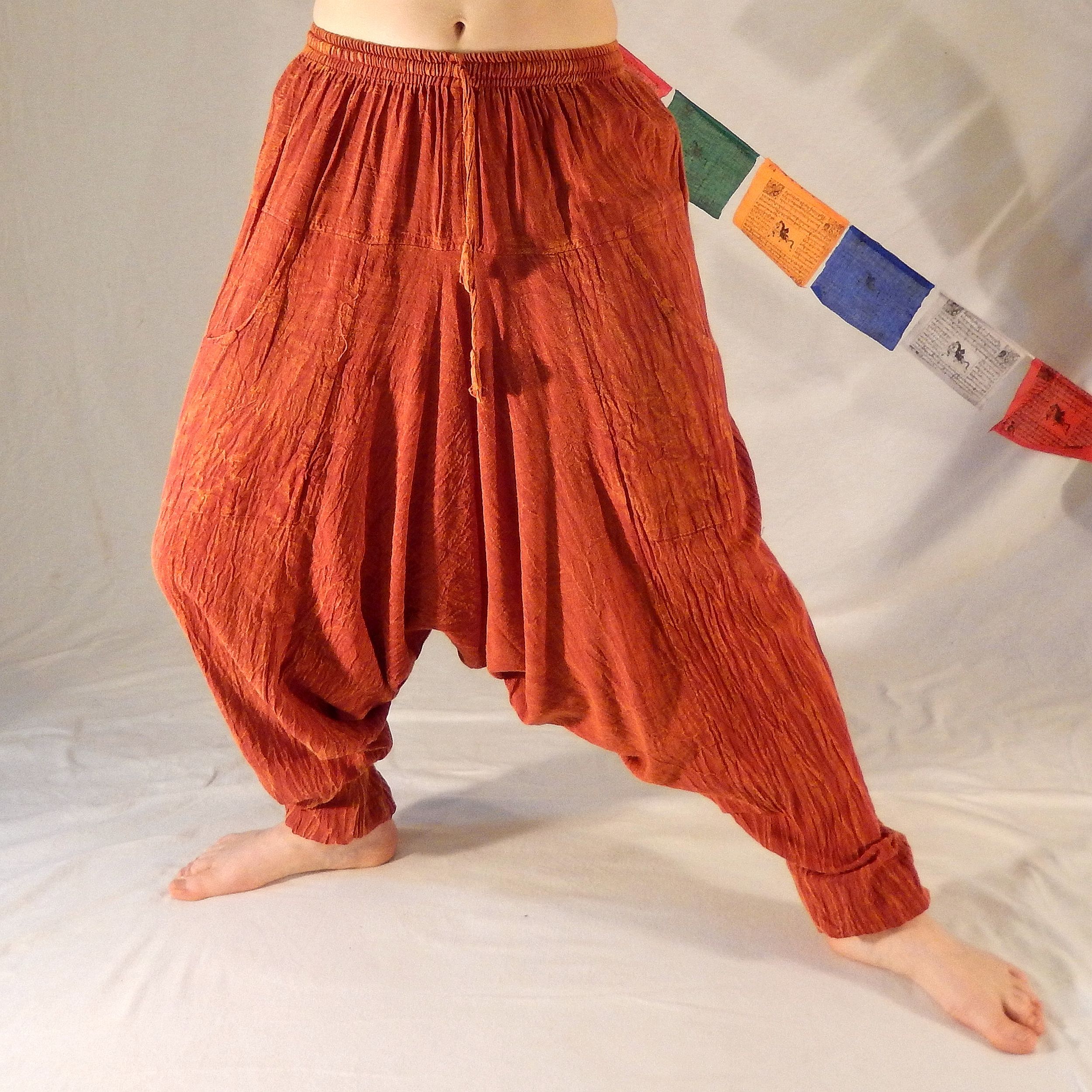 Haremshose - UniColor - Orange - 100% Baumwolle - Deine neue Lieblingshose für Yoga und mehr - Fair gehandelt aus Nepal