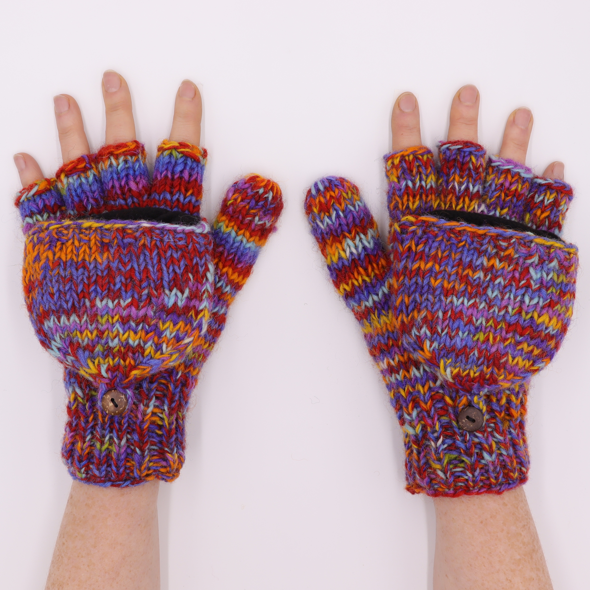 Klapp-Handschuhe für Damen | Regenbogen