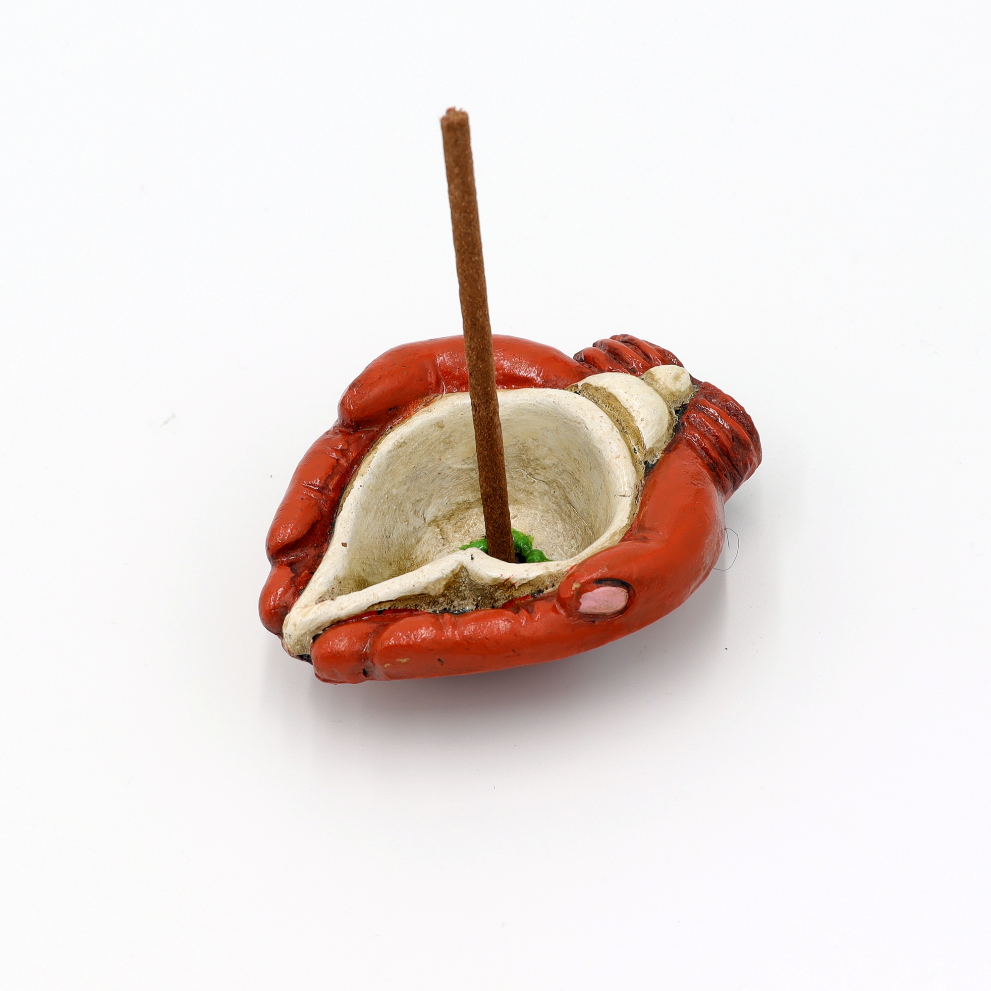 Räucherstäbchenhalter aus Ton Keramik Schale Hände Muschel handbemalt