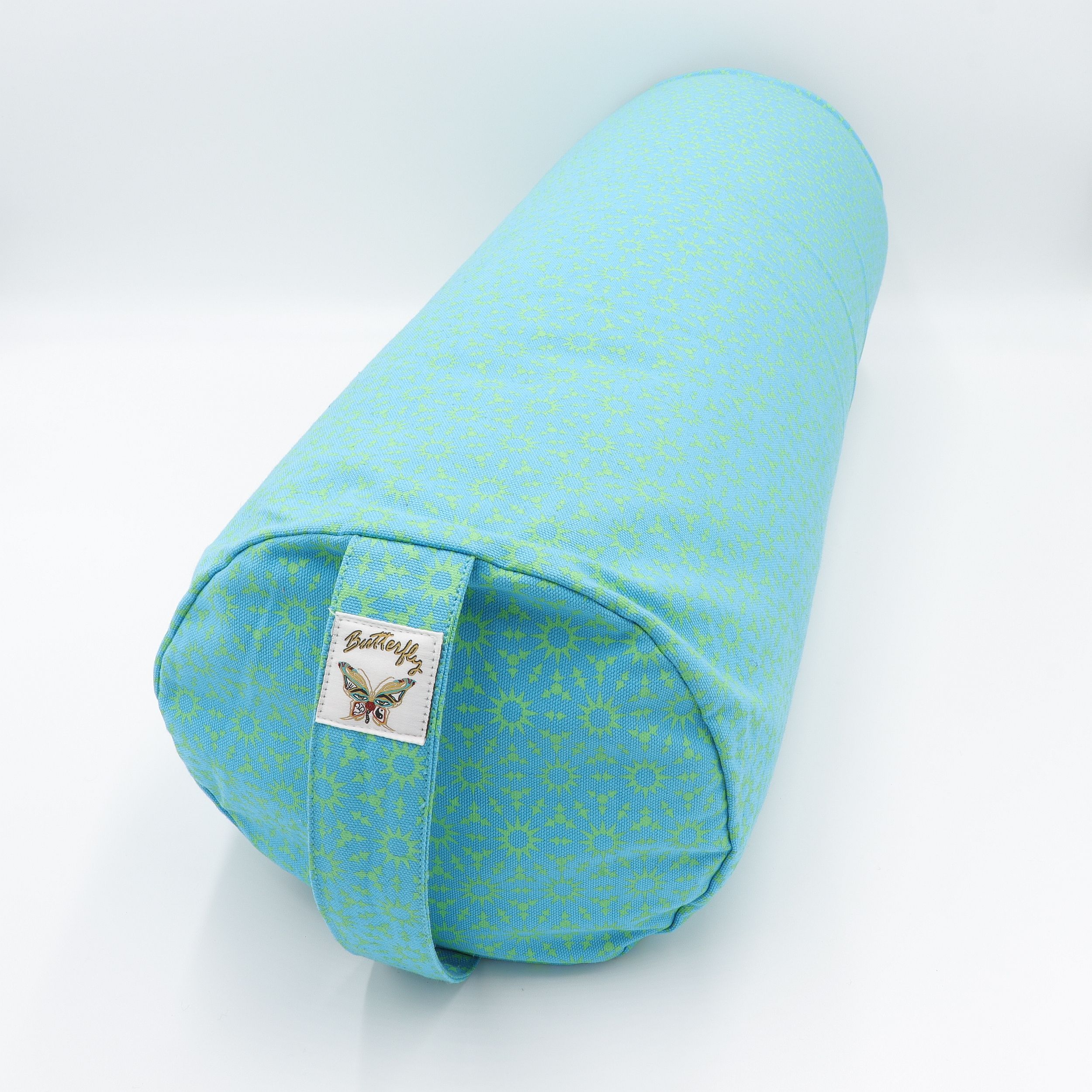 Meditationskissen Zylinder - indischer Blockdruck - abnehmbarer Bezug 100% Baumwolle - Füllung 100% Buchweizenschalen - Deine individuelle Sitzrolle für Yoga und Meditation - Bolster mit Trageschlaufe