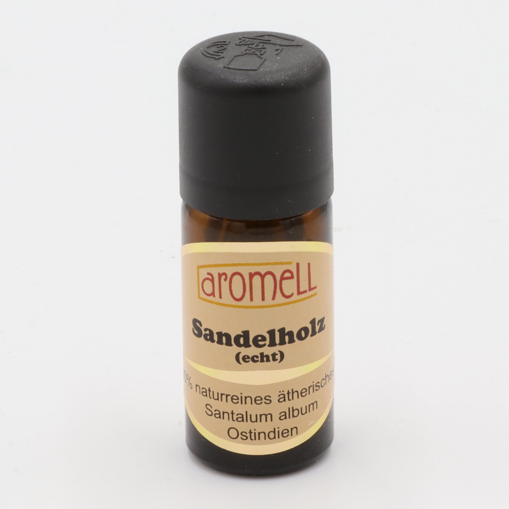 Ätherisches Öl - Aromell - Sandelholz (echt) - 100% naturrein - Santalum Album aus Ostindien - aromatischer Raumduft für Dein Wohlbefinden - Glas mit Tropfendosierung