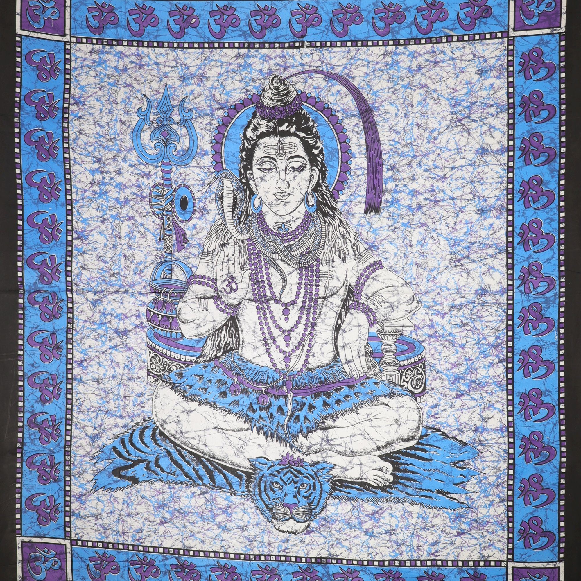 Wandtuch XXL 210x230 - Shiva - 100% Baumwolle - detailreicher indischer Druck - mehrfarbig - dekoratives Tuch, Wandbild, Tagesdecke, Bedcover, Vorhang, Picknick-Decke, Strandtuch