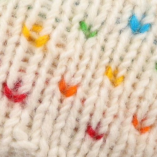 Stirnband aus Wolle - handgestrickt - mehrfarbiges Glatt-Muster mit Schmetterlingen - Weiss Natur - Ohrenwärmer mit Innenfutter - wohlig, warm, weich - echte Handarbeit und fair gehandelt aus Nepal