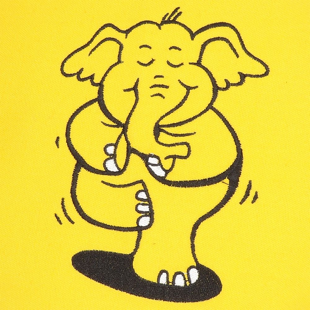 Meditationskissen rund - Yoga Elefant - abnehmbarer Bezug aus 100% Baumwolle - Füllung 100% Buchweizenschalen - Dein neues Sitzkissen für Kinder-Yoga und Meditation - besticktes Sitzkissen mit Trageschlaufe