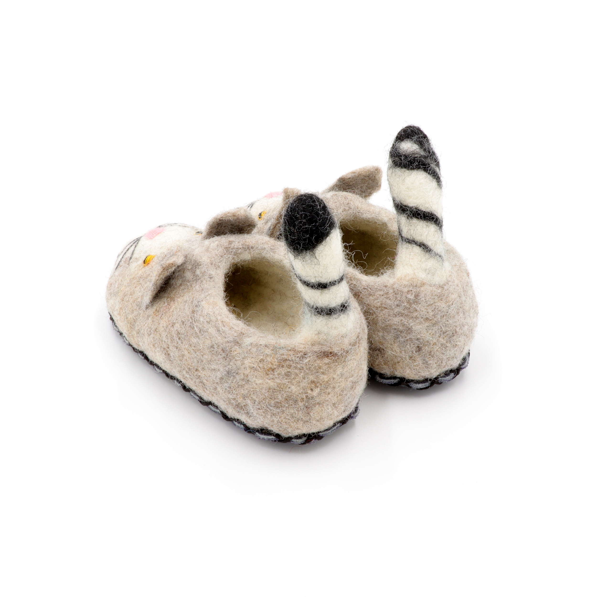 Schuhe aus Filz für Kinder - Die Graue Katze - rutschfeste Sohle aus Wildleder