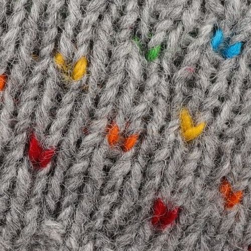 Stirnband aus Wolle - handgestrickt - mehrfarbiges Glatt-Muster mit Schmetterlingen - Grau - Ohrenwärmer mit Innenfutter - wohlig, warm, weich - echte Handarbeit und fair gehandelt aus Nepal