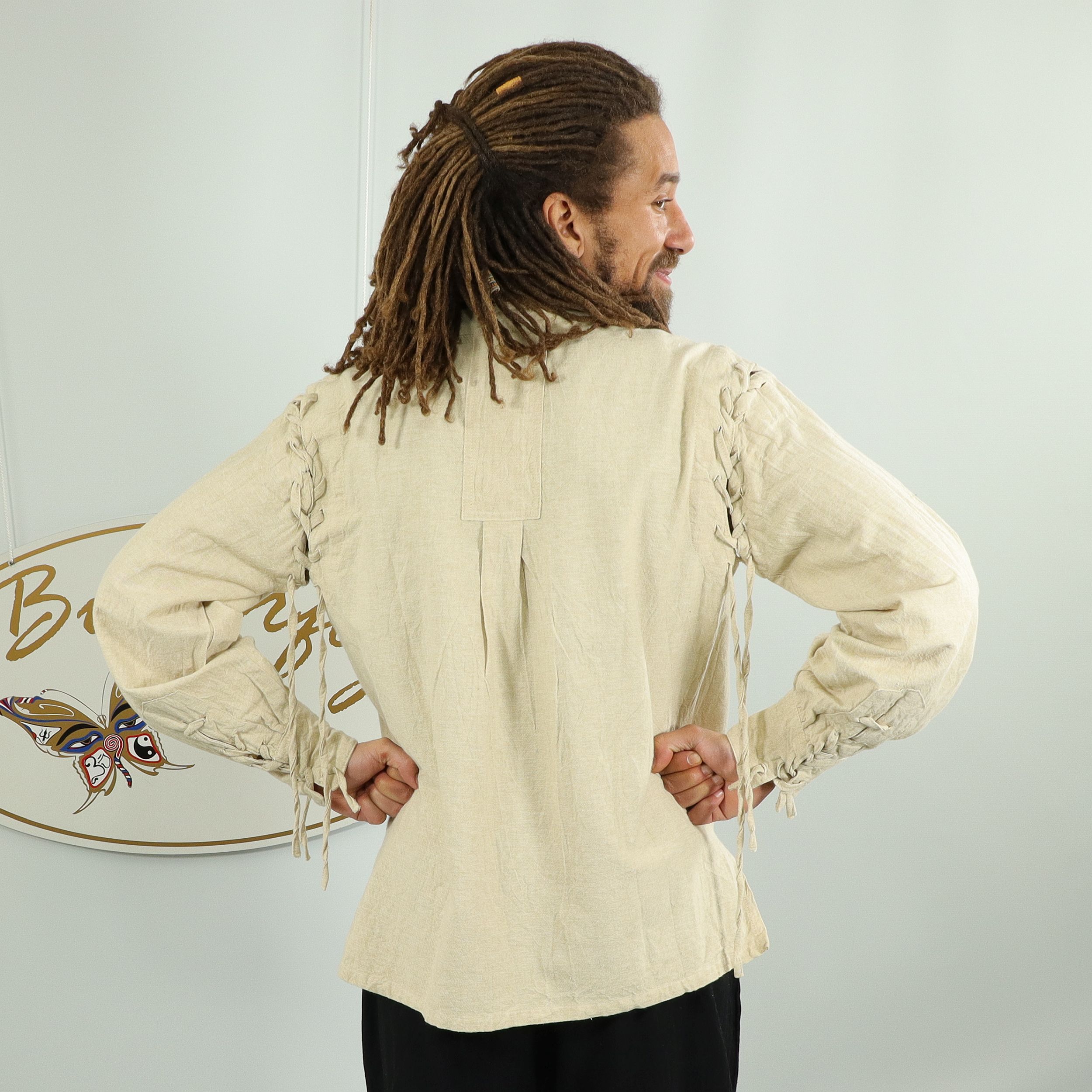 Mittelalterliches Hemd - 100% Baumwolle - Dein historisches Ritterhemd - mit Schnürung an Kragen und Ärmeln - mit Nesteln für Langarm oder ärmellos - Fair gehandelt aus Nepal