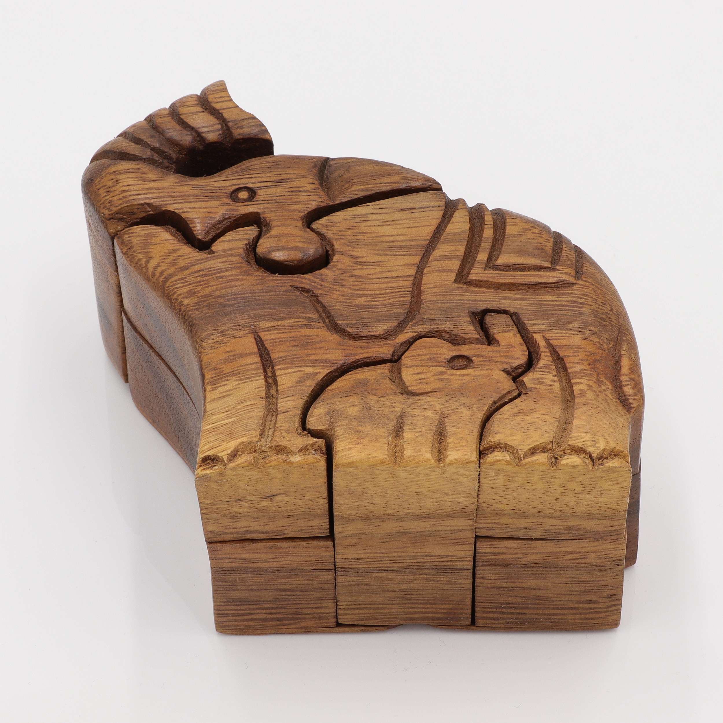 Elefant - Puzzle-Box aus Holz - kleine Trick-Kiste für kleine Schätze